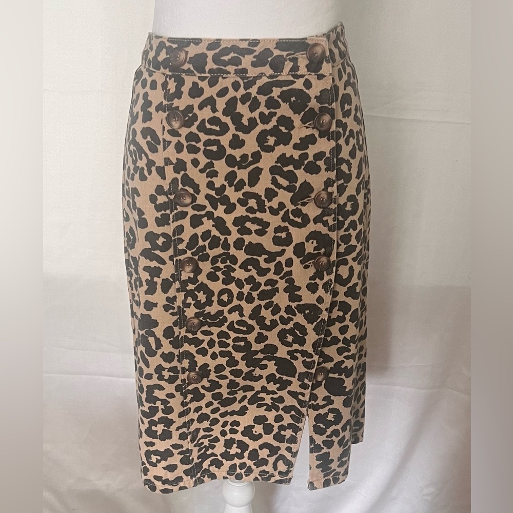 Leopard Print Skirt Size Small 100% cotton by Mustard Seed
